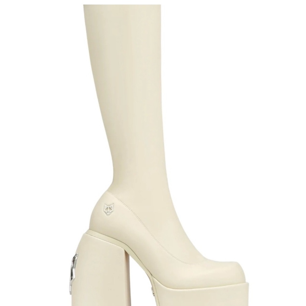 Naked Wolfe Spiced Chalk Stretch heeled boots
